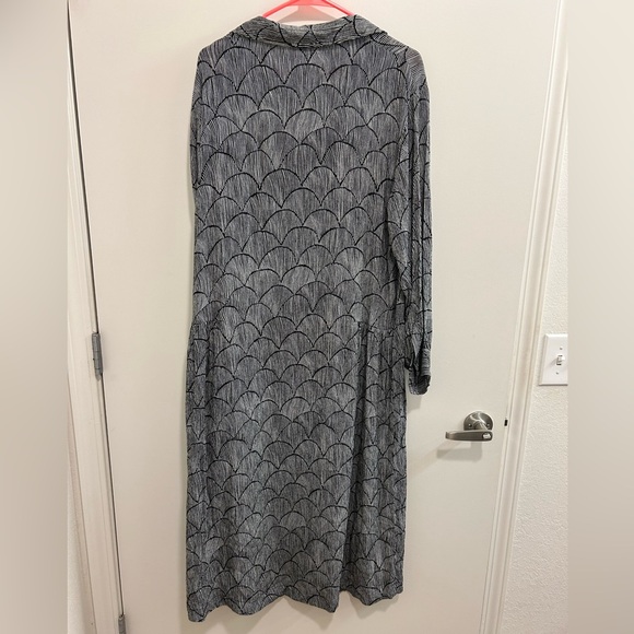 KIN by John Lewis Half Placket Dress Sz 12 Rishiri black white Viscose - Picture 6 of 11